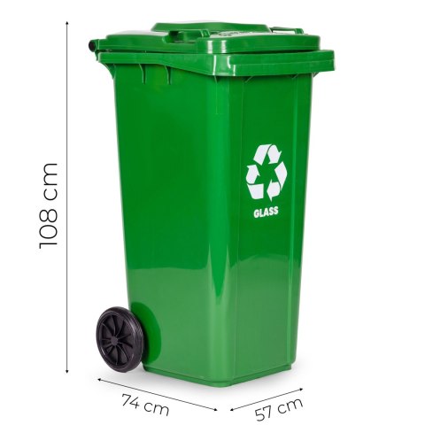 Zestaw 4 koszy na śmieci pojemniki 4x240L niebieski zielony żółty czarny makulatura szkło plastik odpady zmieszane gumowe koła