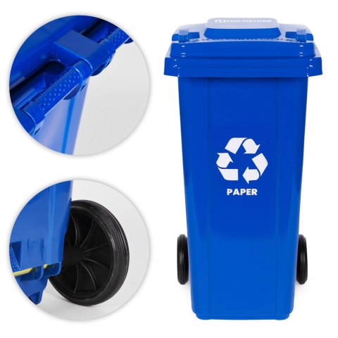 Zestaw 5 koszy na śmieci pojemniki 5x240L niebieski zielony żółty czarny brązowy makulatura szkło plastik odpady zmieszane BIO g