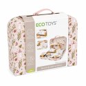 Domek dla lalek w walizce piętrowy drewniane mebelki zestaw 20 akcesoriów ECOTOYS