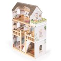 Drewniany domek dla lalek Laura 3 piętra 5 pomieszczeń 15 mebelków ECOTOYS