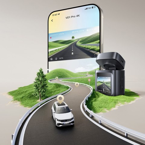 Kamera samochodowa wideorejestrator z akumulatorem 4K 1080p WiFi GPS - czarny