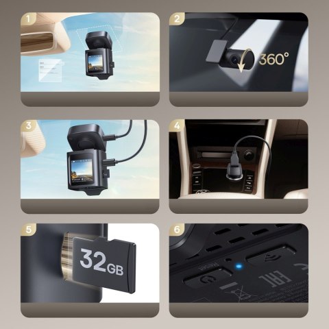 Kamera samochodowa wideorejestrator z akumulatorem 4K 1080p WiFi GPS - czarny