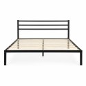 Łóżko metalowe 135x190 cm ze stelażem i zagłówkiem minimalistyczna czarna rama ModernHome