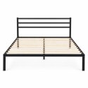 Łóżko metalowe 135x190 cm ze stelażem i zagłówkiem minimalistyczna czarna rama ModernHome