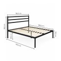 Łóżko metalowe 135x190 cm ze stelażem i zagłówkiem minimalistyczna czarna rama ModernHome