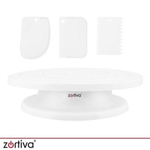 Patera obrotowa + 3 szpatułki do dekoracji ciast