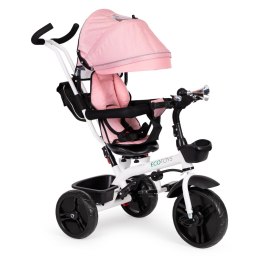 Rowerek trójkołowy spacerówka obracany fotelik 360* różowy ECOTOYS