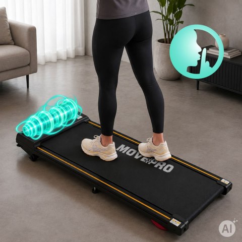Bieżnia domowa elektryczna 10 km/h walking pad treningowy pod biurko pilot aplikacja MOVEPRO