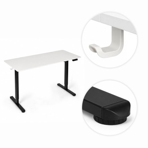 Biurko elektryczne 120x60 cm podnoszone regulacja wysokości 72-118 cm biały blat ModernHome