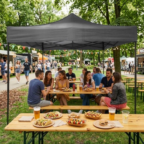 PAWILON HANDLOWY Ogrodowy Eventowy 3x3m Automatyczny 4 ścianki - SZARY