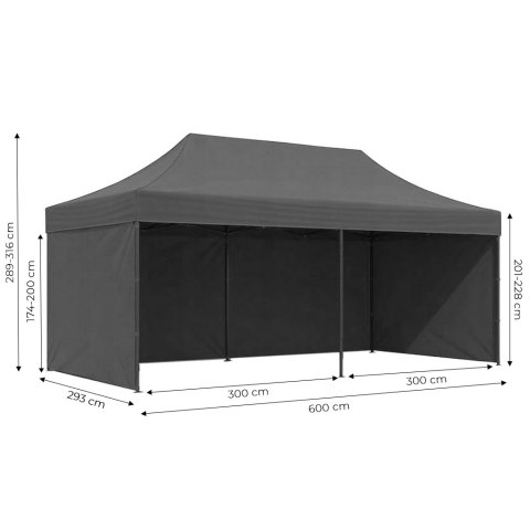 PAWILON HANDLOWY Ogrodowy Eventowy 3x6m Automatyczny - SZARY