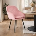 Zestaw 2x krzesło tapicerowane welurowe nowoczesne do jadalni salonu różowy ModernHome