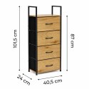 Szafka z 4 szufladami materiałowymi regał cm organizer tekstylny loft ModernHome