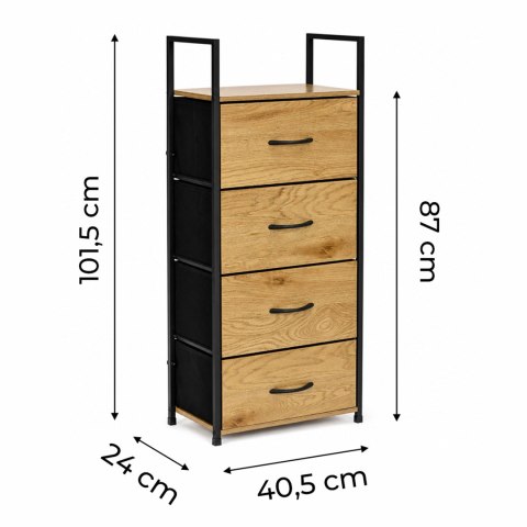 Szafka z 4 szufladami materiałowymi regał cm organizer tekstylny loft ModernHome