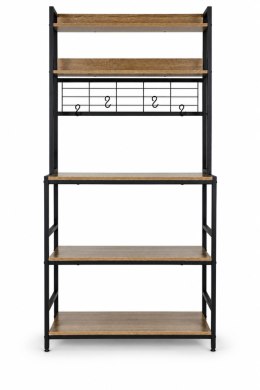 Regał kuchenny z półkamni stojak 84 cm 6 poziomów haczyki loft jasny dąb ModernHome