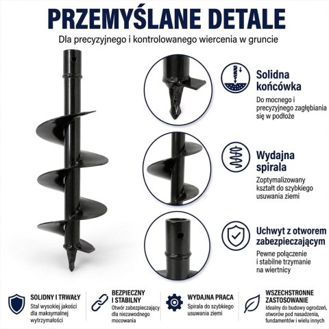 Świder do ziemi / sadzenia / ślimakowy do urządzenia wiertniczego 100x400 mm