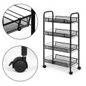 Metalowy regał mobliny organizer łazienkowy kuchenny z 4 półkami kółka czarny ModernHome