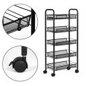 Metalowy regał mobliny organizer łazienkowy kuchenny z 5 półkami kółka czarny ModernHome