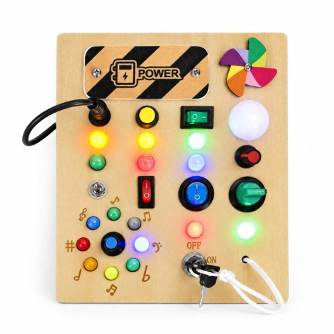 Drewniana tablica manipulacyjna interaktywna przełączniki światła LED ECOTOYS