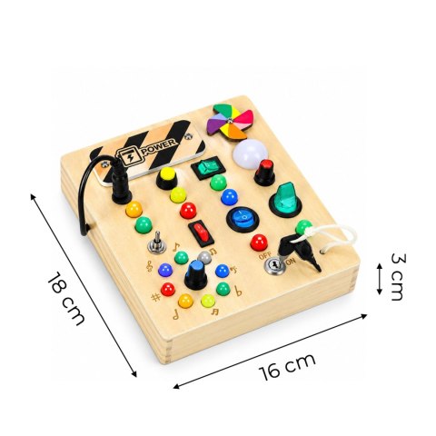 Drewniana tablica manipulacyjna interaktywna przełączniki światła LED ECOTOYS