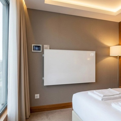 Grzejnik na podczerwień z wyświetlaczem LED panel grzewczy 60x120 cm promiennik IR 1200W WIFI