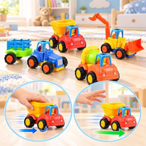 Traktor/ koparka/ wywrotka z napędem- zestaw 4szt.