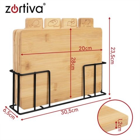 Deska bambusowa do krojenia- 4szt Zortiva