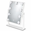 Lustro do makijażu LED 25x30 cm kosmetyczne podświetlane 3 barwy 9 żarówek ModernHome