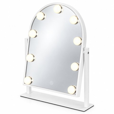 Lustro do makijażu LED 30x40 cm kosmetyczne podświetlane 3 barwy 9 żarówek ModernHome