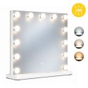 Lustro do makijażu LED 50x40 cm kosmetyczne podświetlane 3 barwy 13 żarówek ModernHome
