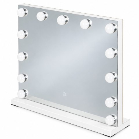 Lustro do makijażu LED 50x40 cm kosmetyczne podświetlane 3 barwy 13 żarówek ModernHome