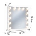 Lustro do makijażu LED 50x40 cm kosmetyczne podświetlane 3 barwy 13 żarówek ModernHome