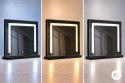 Lustro do makijażu LED 50x40 cm kosmetyczne podświetlane 3 barwy czarne ModernHome