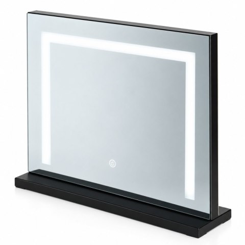 Lustro do makijażu LED 50x40 cm kosmetyczne podświetlane 3 barwy czarne ModernHome