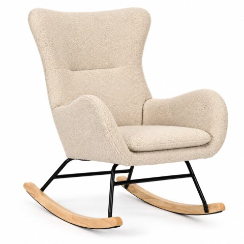 Fotel bujany uszak wypoczynkowy tkanina boucle teddy kremowy ModernHome