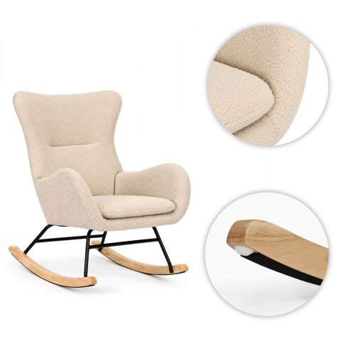 Fotel bujany uszak wypoczynkowy tkanina boucle teddy kremowy ModernHome