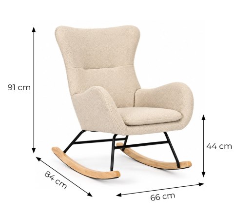 Fotel bujany uszak wypoczynkowy tkanina boucle teddy kremowy ModernHome