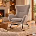 Fotel bujany uszak wypoczynkowy tkanina boucle teddy szary ModernHome