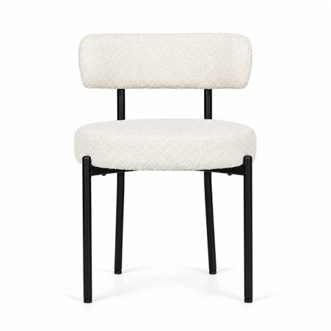 Krzesło tapicerowane nowoczesne do jadalni salonu tkanina boucle teddy białe ModernHome